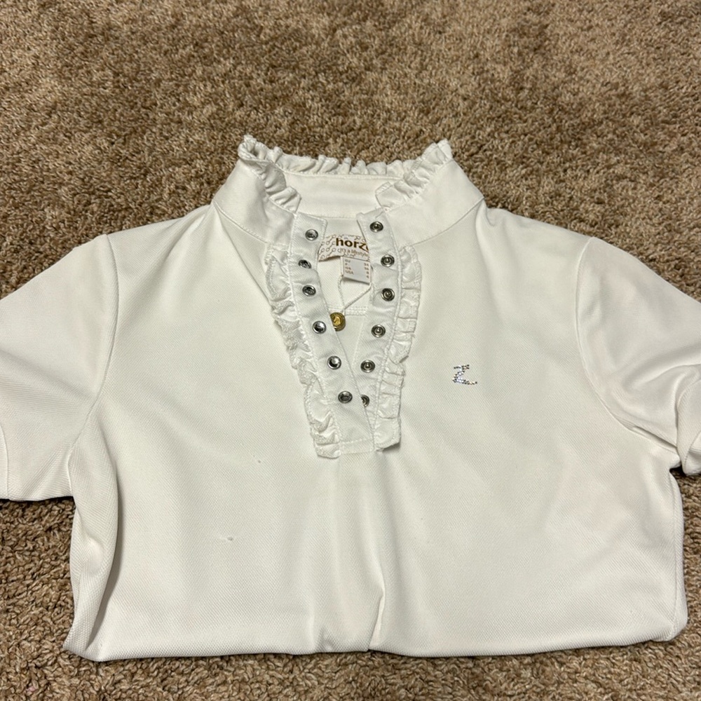 Horze polo shirt ruffle and sparkle size 4